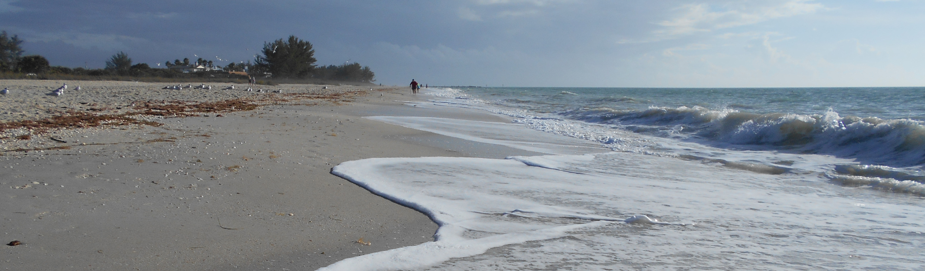 A beach with waves crashing on it.