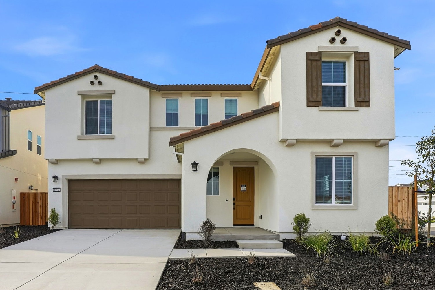 A house with a garage.