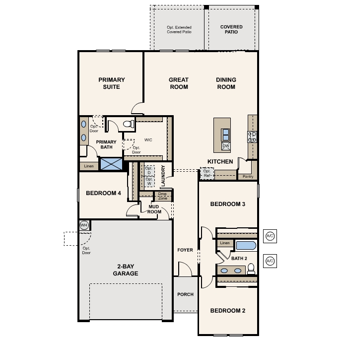 Cumberland Floor Plan single-story 4-bedroom 2-bathroom floor plan with an additional Study + Loft in Florence AZ Near Queen Creek USDA Loan VA Loan Eligible Near Hunt Highway with community Pool, Gym and more!