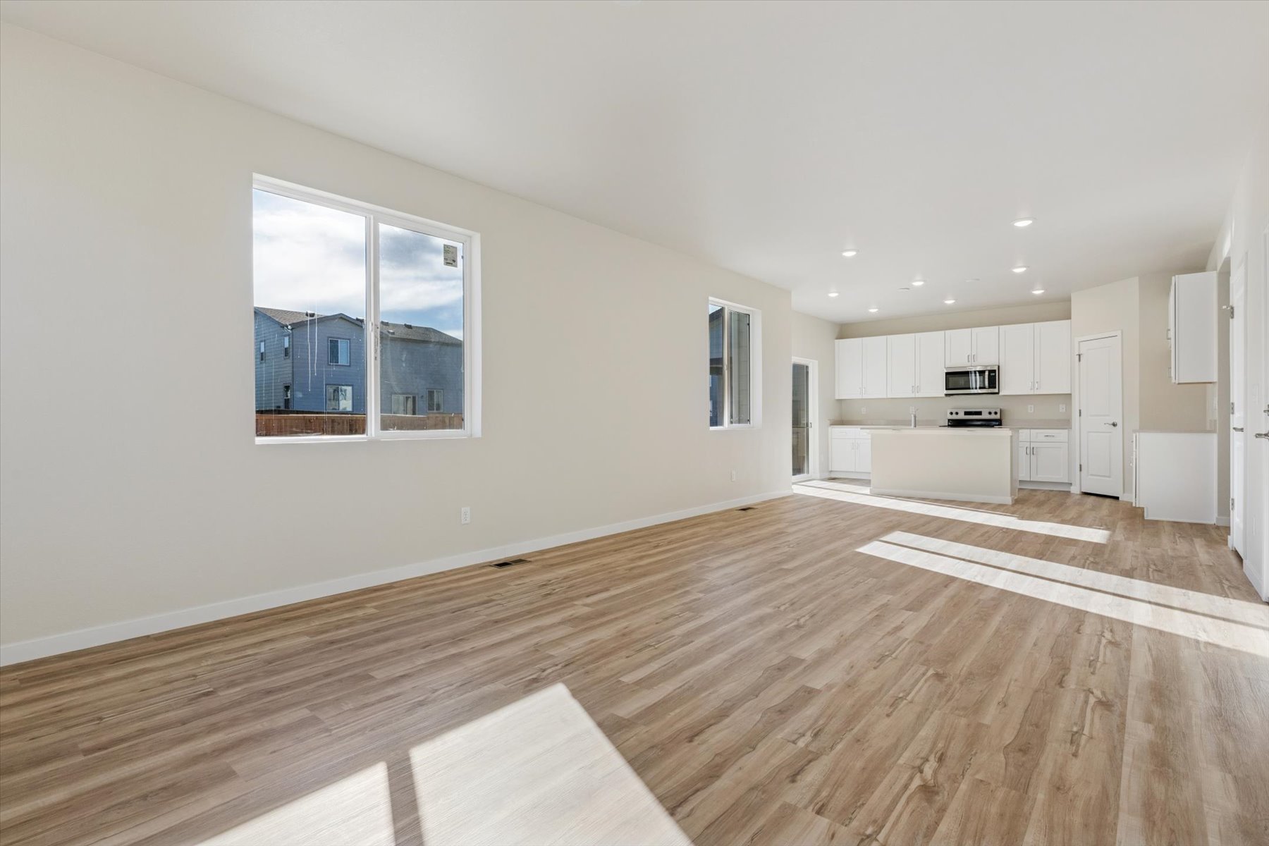 A large empty living room.