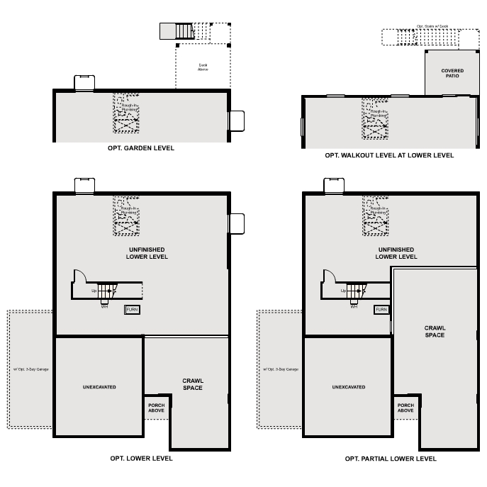Diagram, engineering drawing. Cimarron Floorplan Basement Options