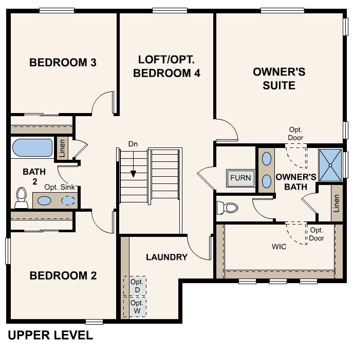 Diagram, engineering drawing. Tahoe Floorplan, Upper Level