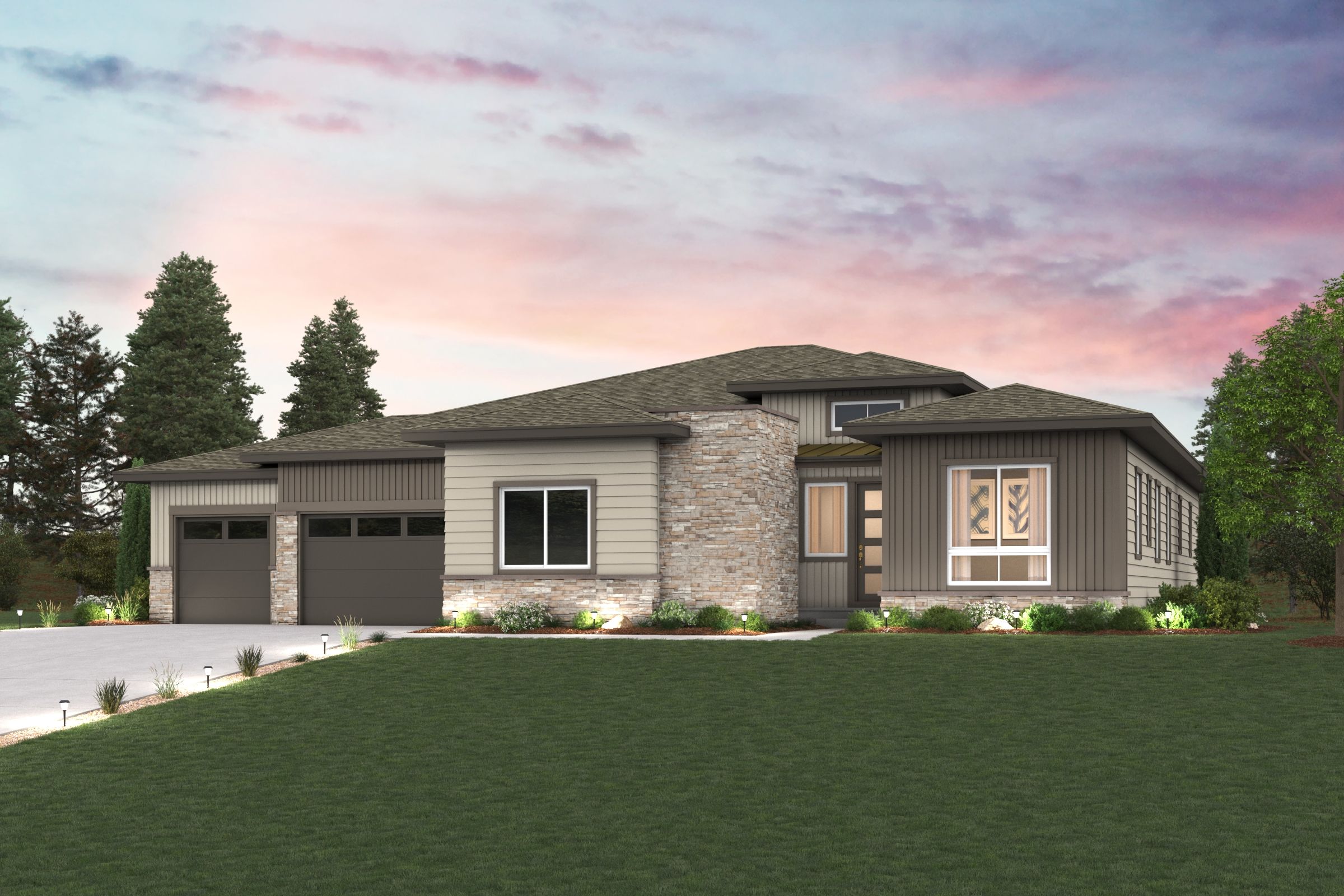 A house with a large lawn.