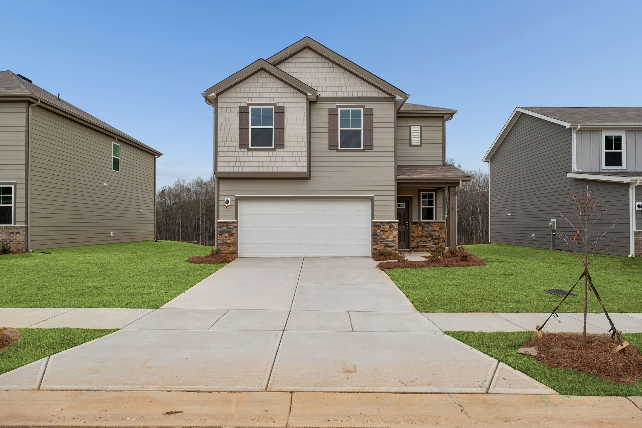 A house with a driveway.