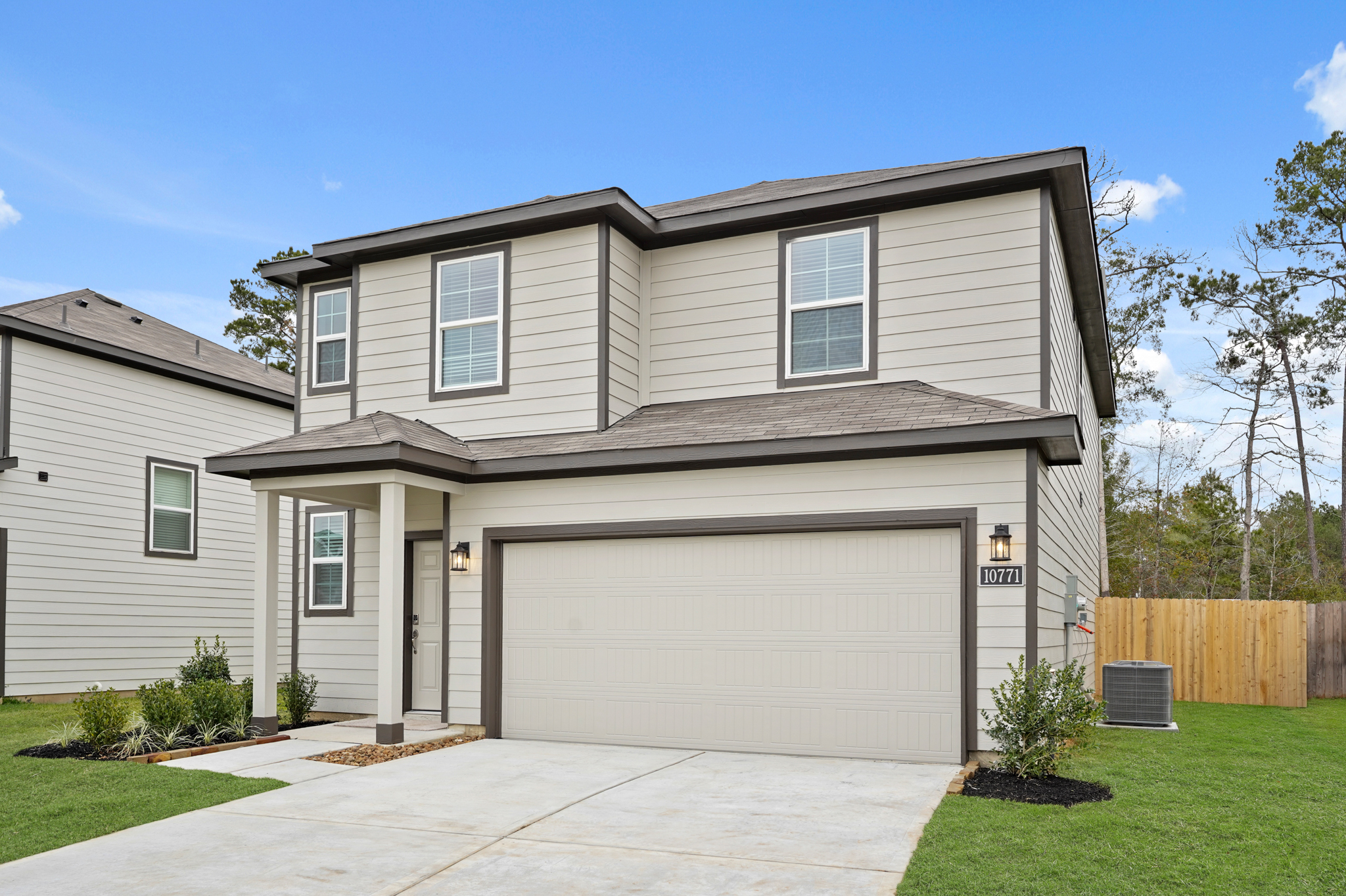 A house with a garage.