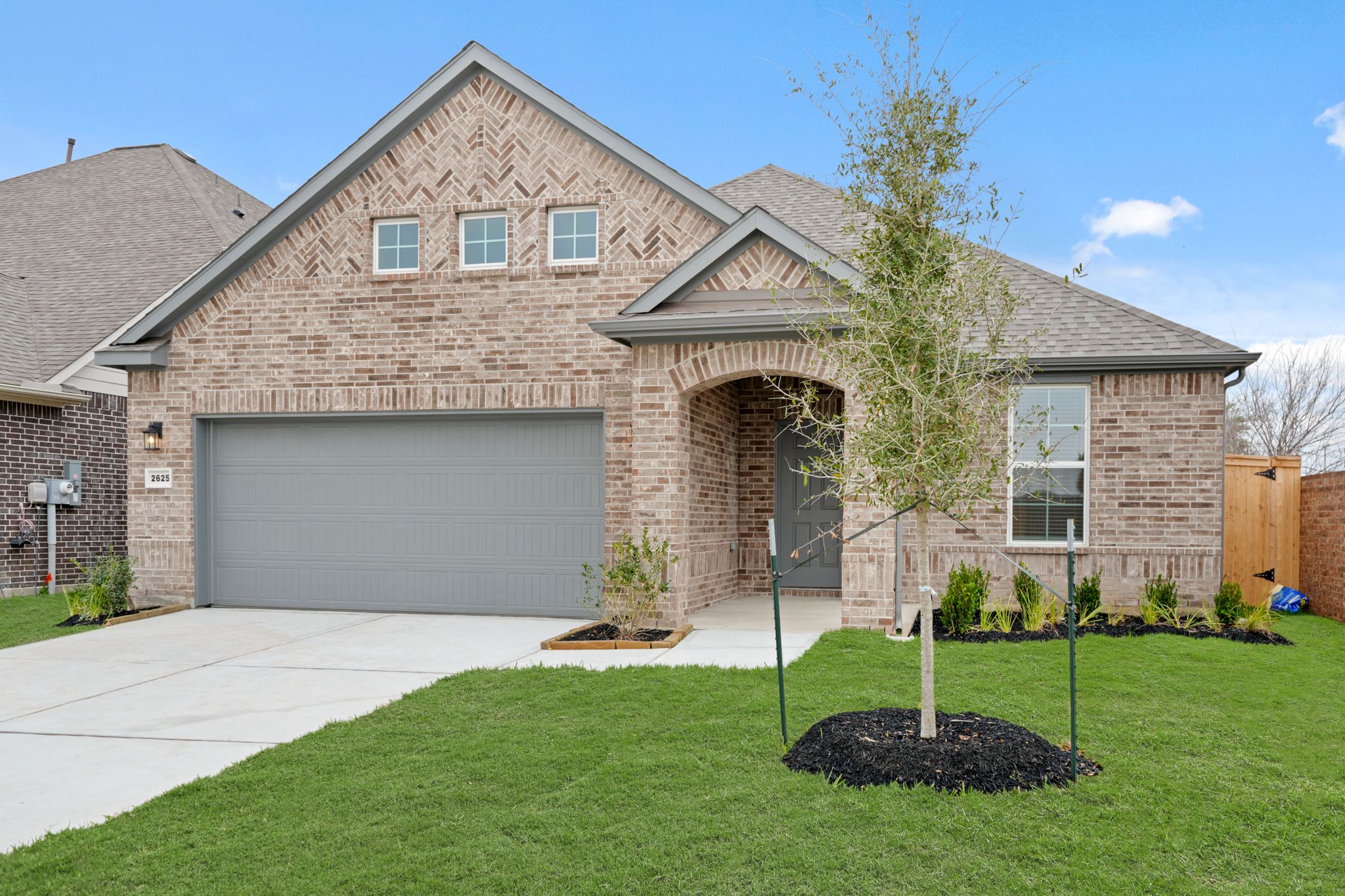 A house with a garage.