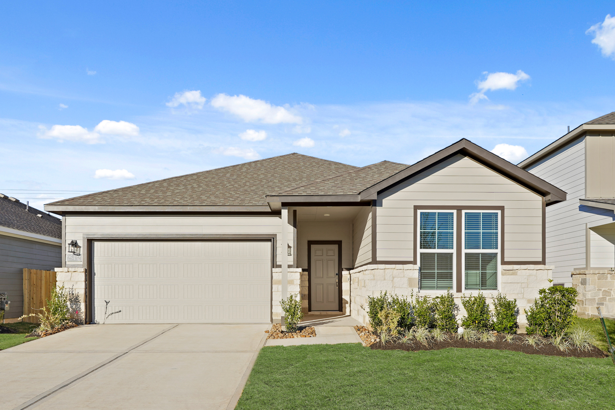 A house with a garage.