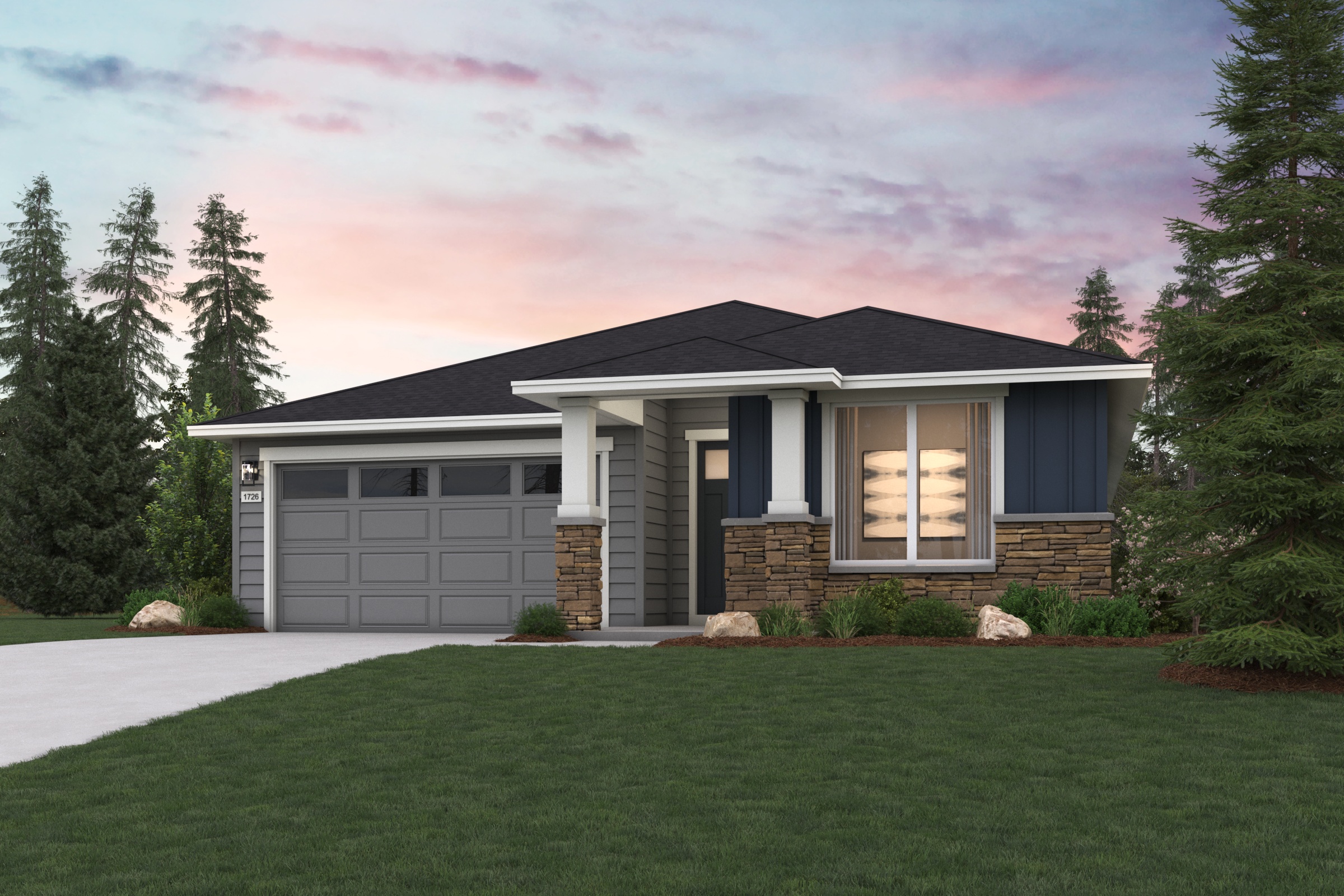 A house with a garage.