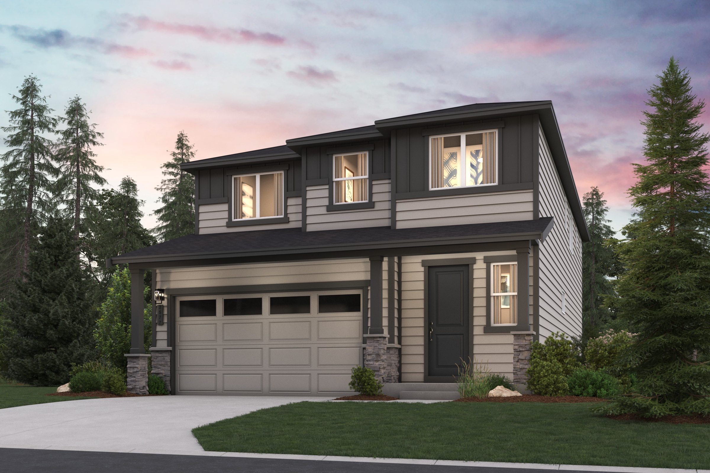 A house with a garage.