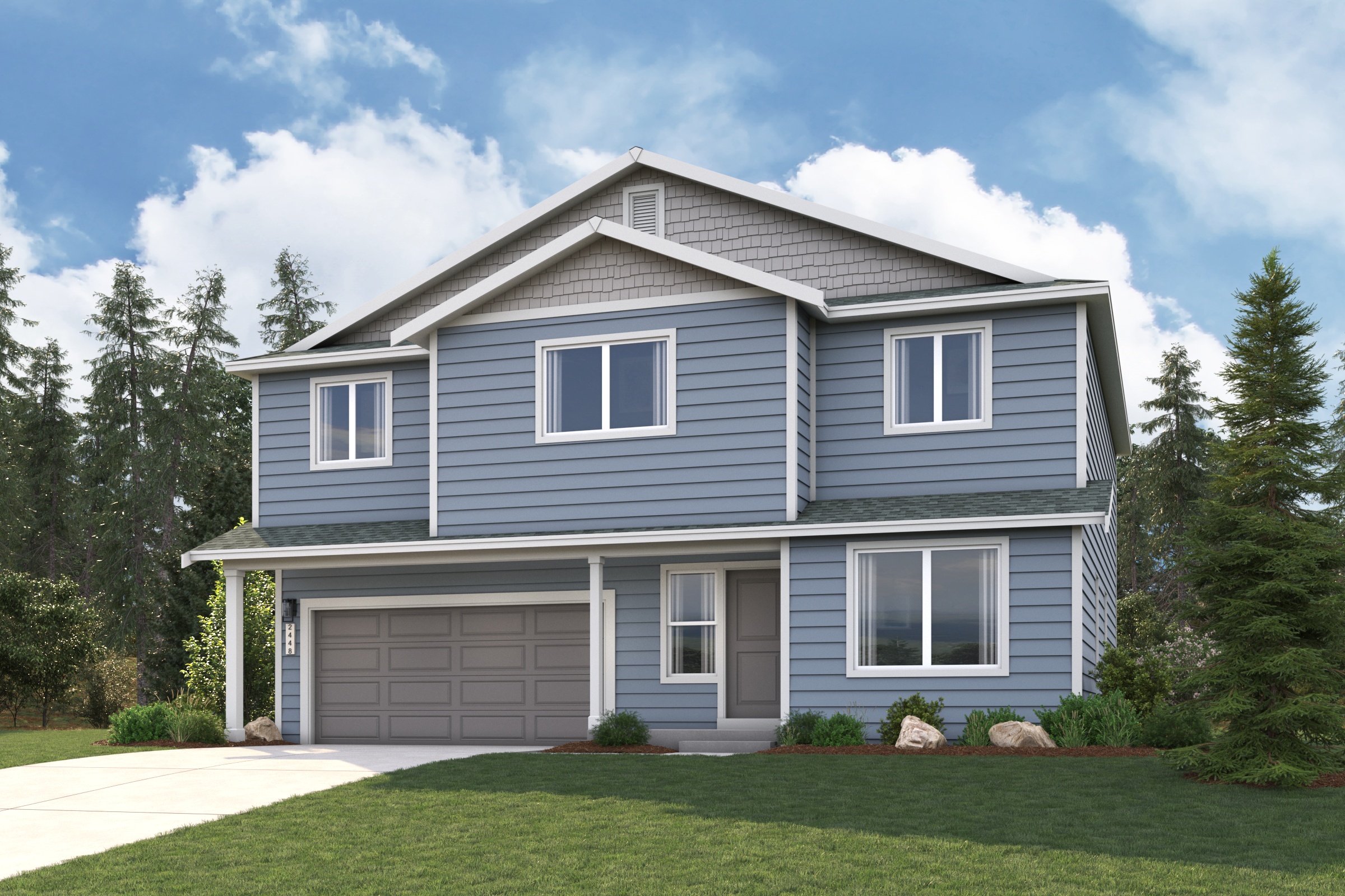 A house with a garage.