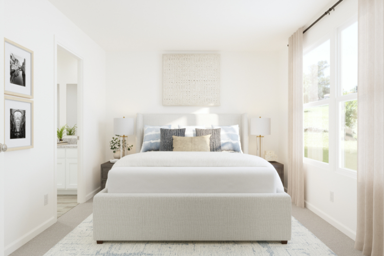 A white couch in a room.