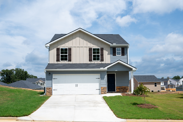 A house with a garage.