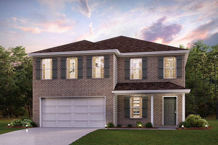 A house with a garage with Greersburg Academy in the background.